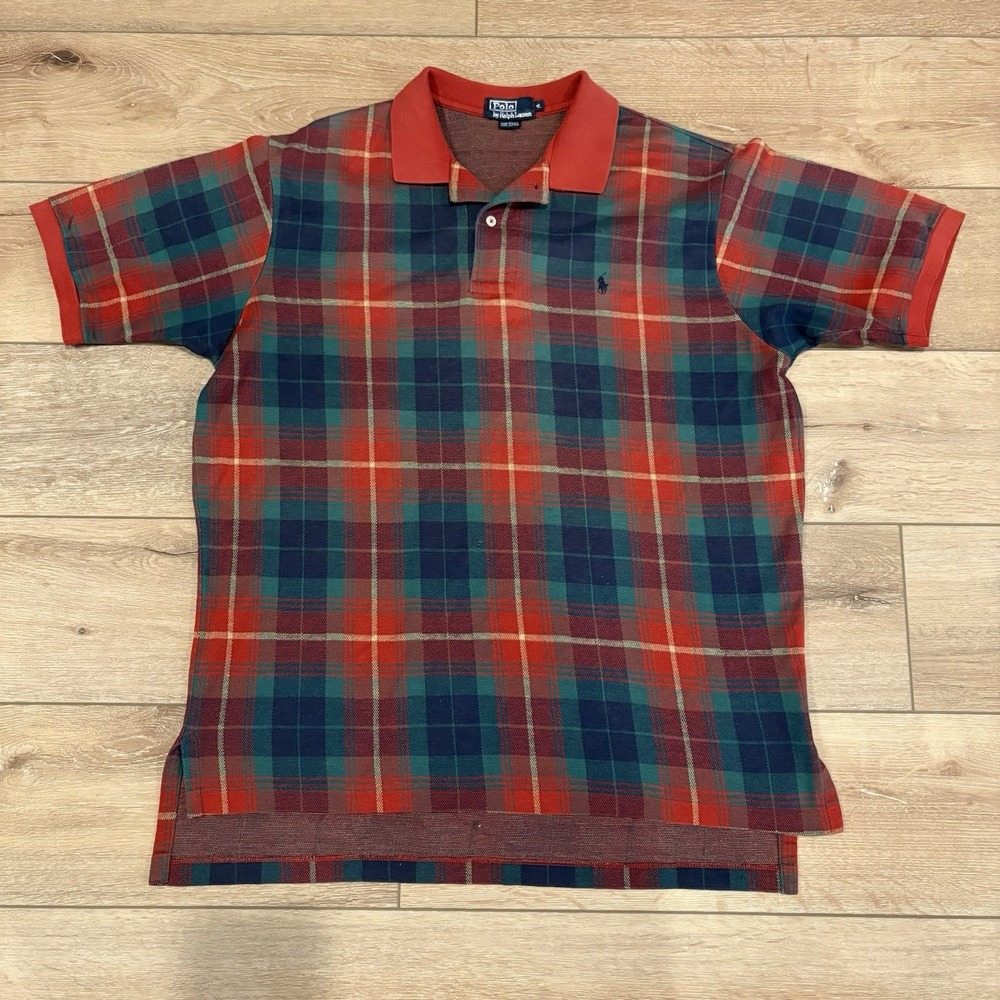 Vintage Polo Ralph Lauren USA Made Plaid Polo Men's XL 100% Cotton Tartan